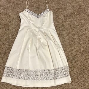 Vintage Elegant White Lace Trim Dress 6